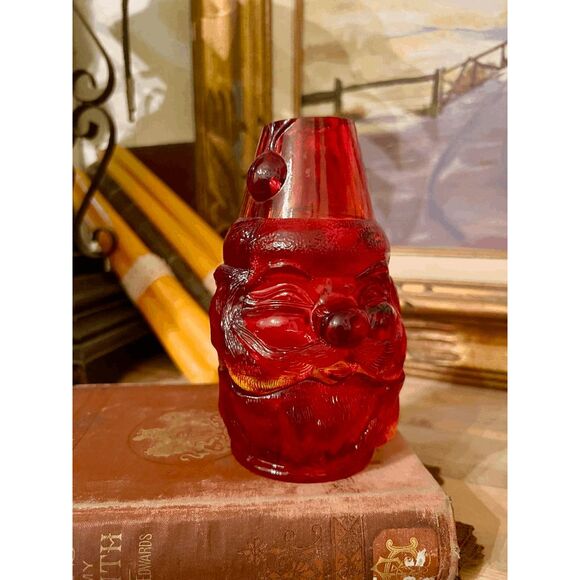 Vintage Fenton Ruby Red Santa Fairy Lamp – Amberina Cadmium Glass – Two-Piece Vo - Picture 1 of 5